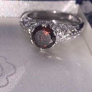 Tacori Chocolate and clear Diamonique stone ring NWT